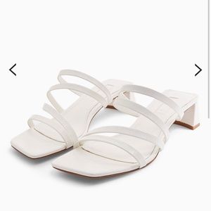 White strappy mules